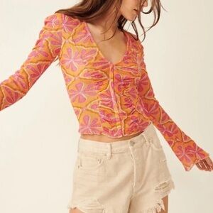 Free People Through The Meadow Floral Top
